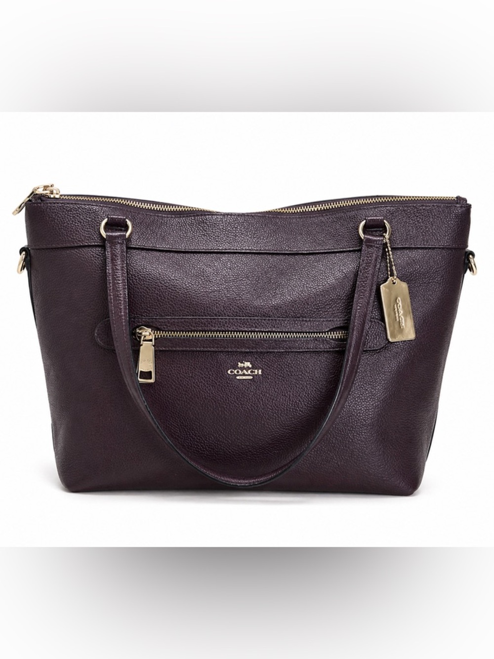 Coach Taylor Tote Oxblood Pebbled Leather Large Shoulder Bag Burgundy 38312